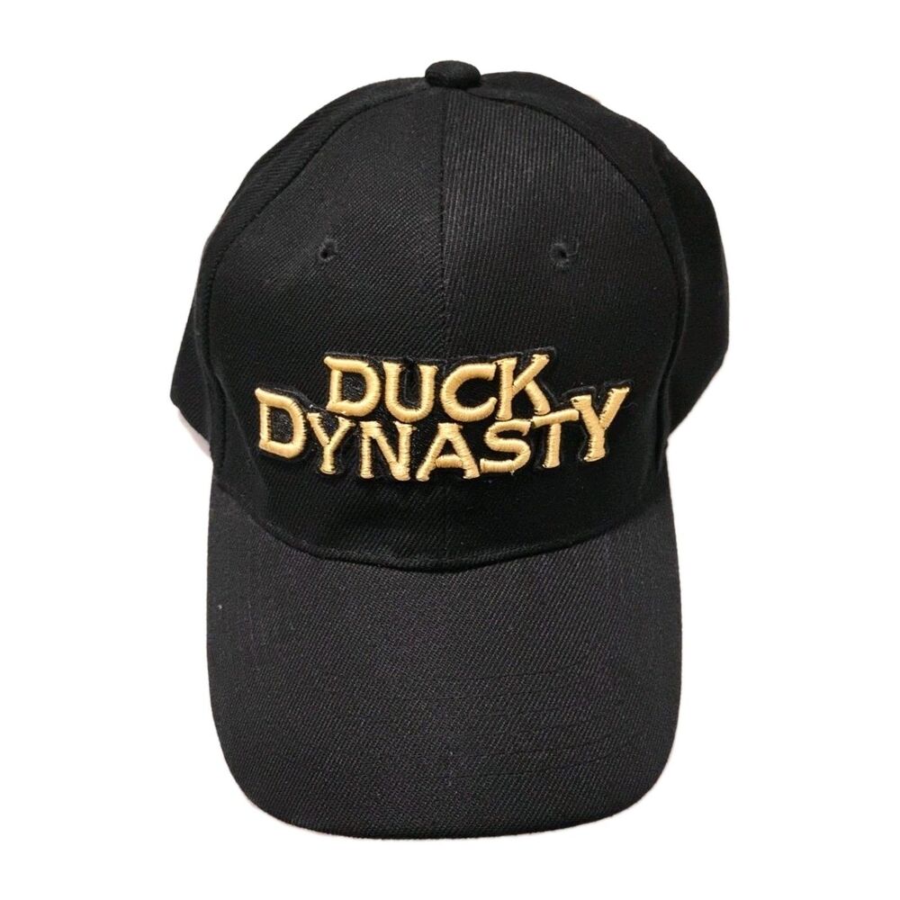 DUCK DYNASTY HAT BLACK EMBROIDERED LOGO BASEBALL CAP MEN ADJUSTABLE STRAPBACK